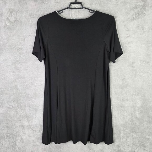 Womens Susan Graver Black Tunic Dress Short Sleeve Polyester Spandex Size 1X - Picture 5 of 8